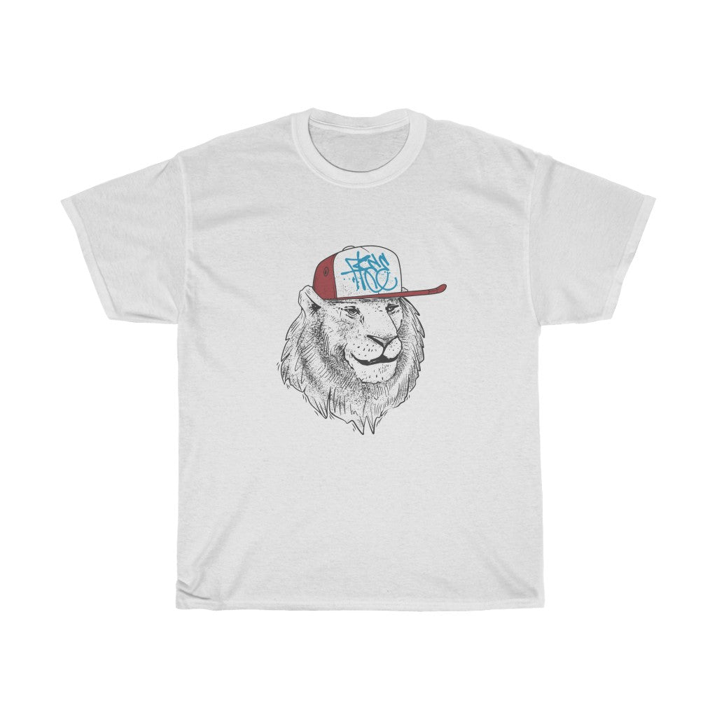 Cool Lion In A Cap Unisex Heavy Cotton Tee