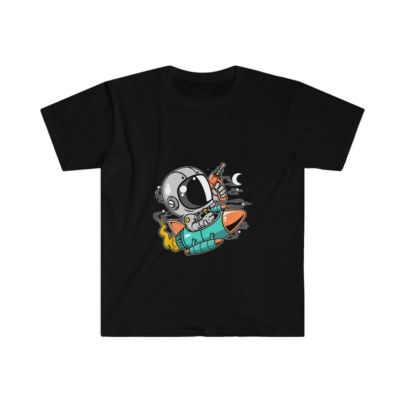 Astronaut Riding Rocket Unisex Softstyle T-Shirt