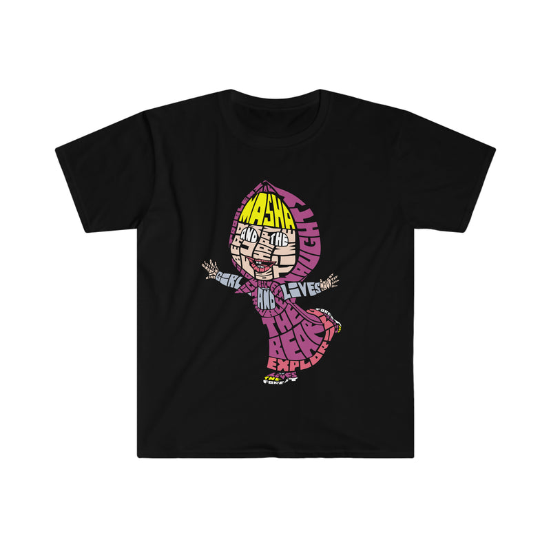 Masha And The Bear Calligram Unisex Softstyle T-Shirt
