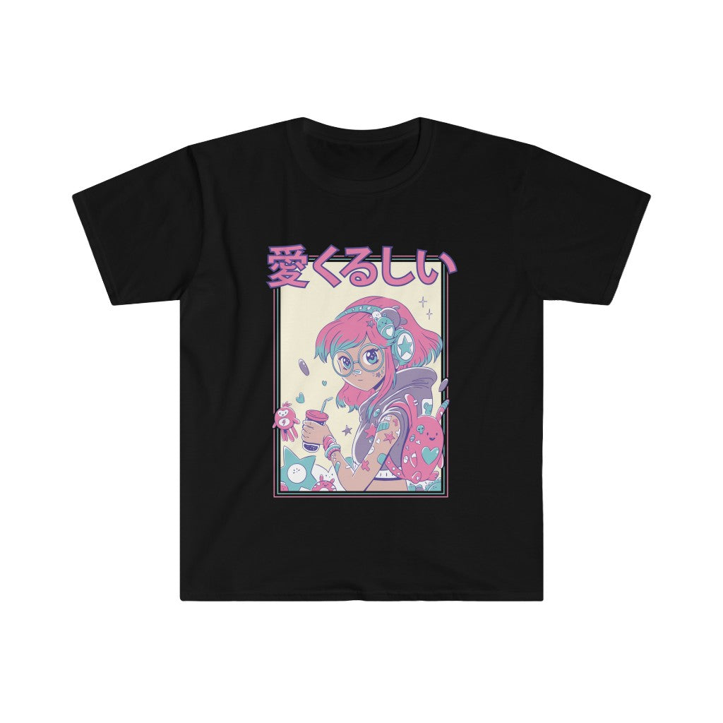 Cute Anime Girl With Glasses Unisex Softstyle T-Shirt