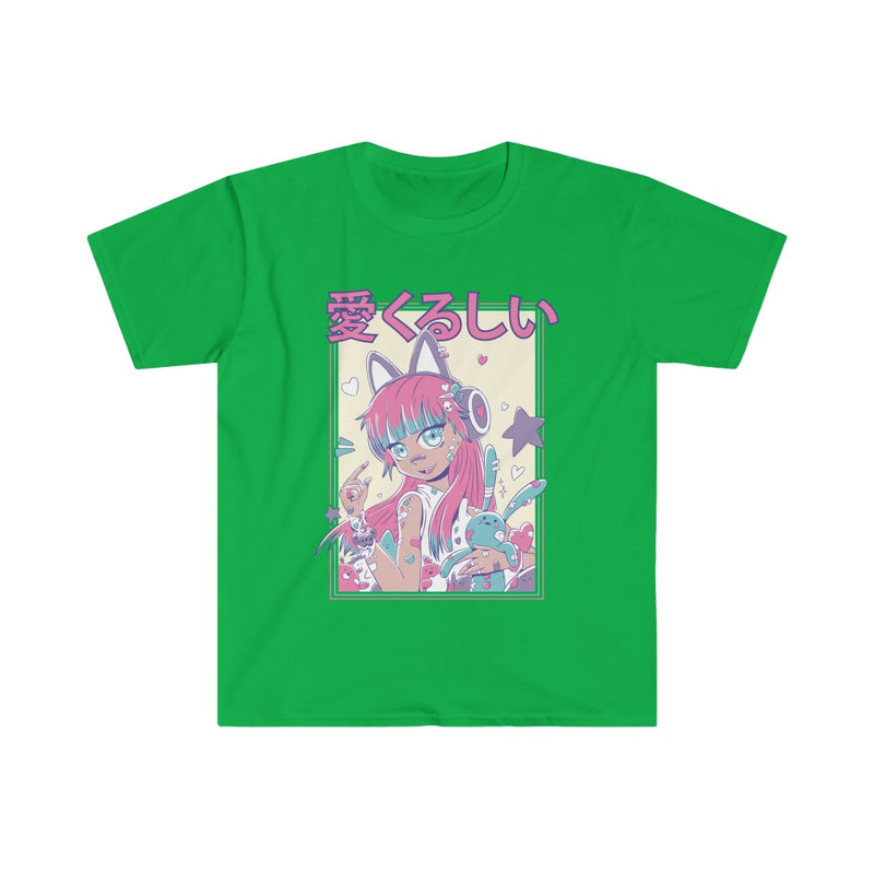 Cute Anime Girl With Headphones Unisex Softstyle T-Shirt