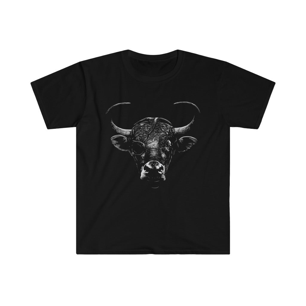 Realistic Bull With Eye Patch Unisex Softstyle T-Shirt