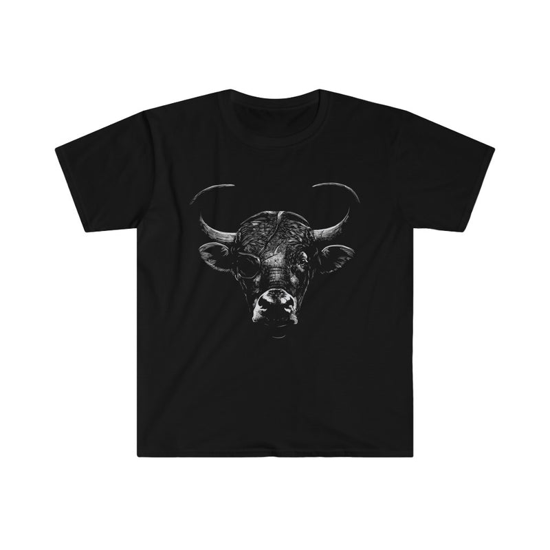 Realistic Bull With Eye Patch Unisex Softstyle T-Shirt