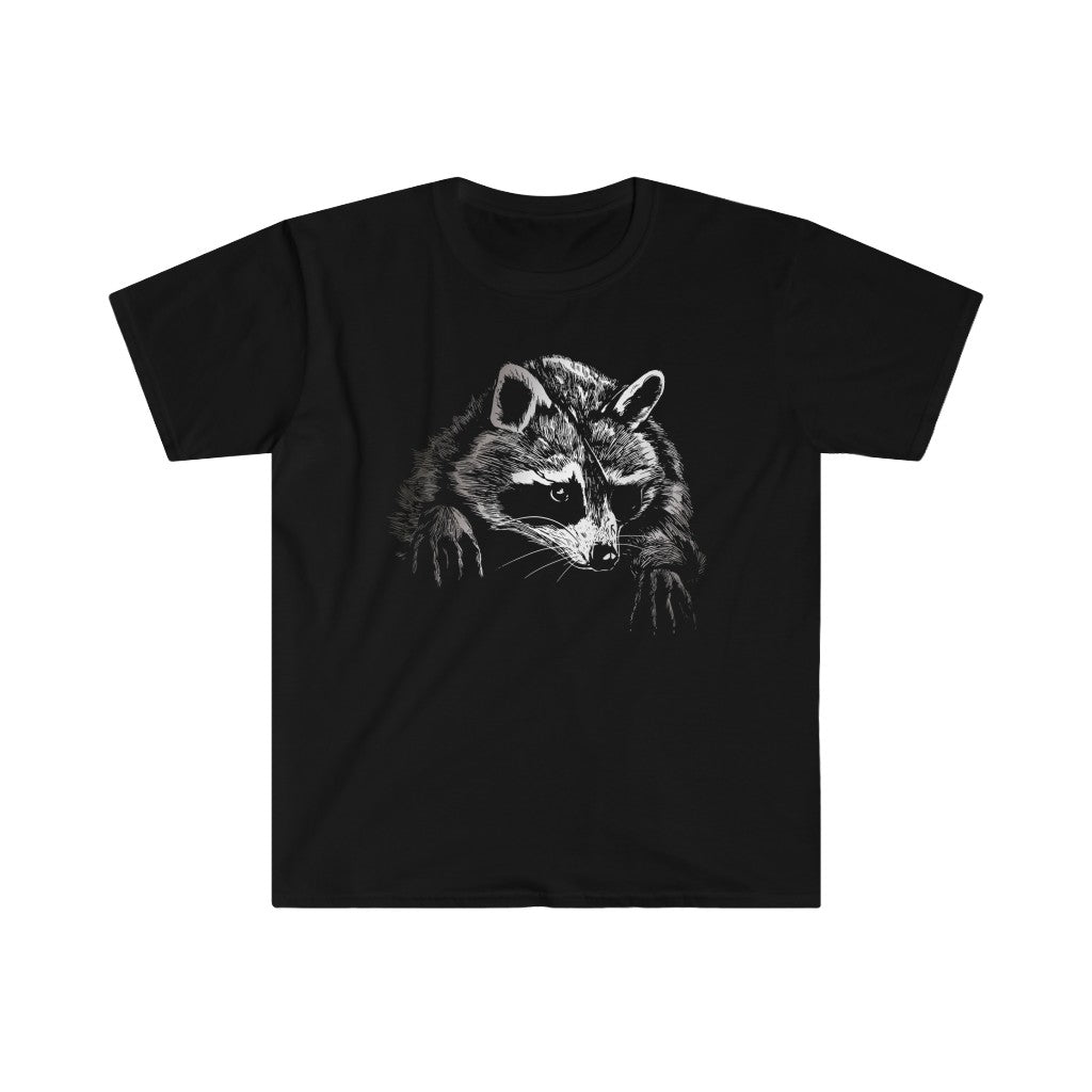 Realistic Racoon With Eye Patch Unisex Softstyle T-Shirt
