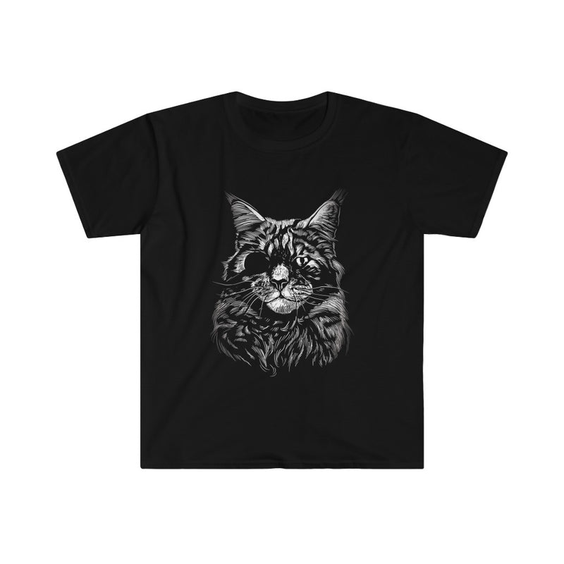 Badass Cat With Eye Patch Unisex Softstyle T-Shirt