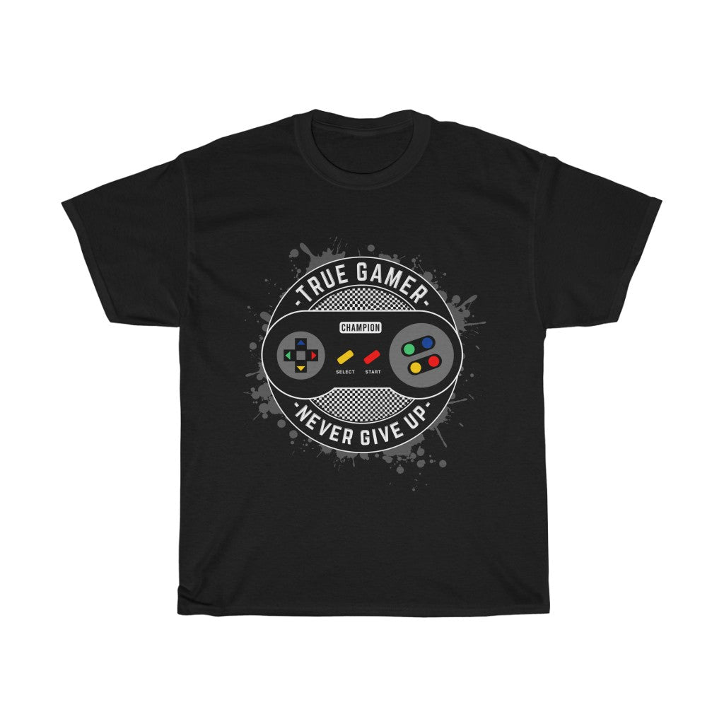 True Gamer Never Give Up Unisex Heavy Cotton Tee